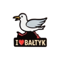przypinka metalowa mewa I love Bałtyk pamiątka z Bałtyku