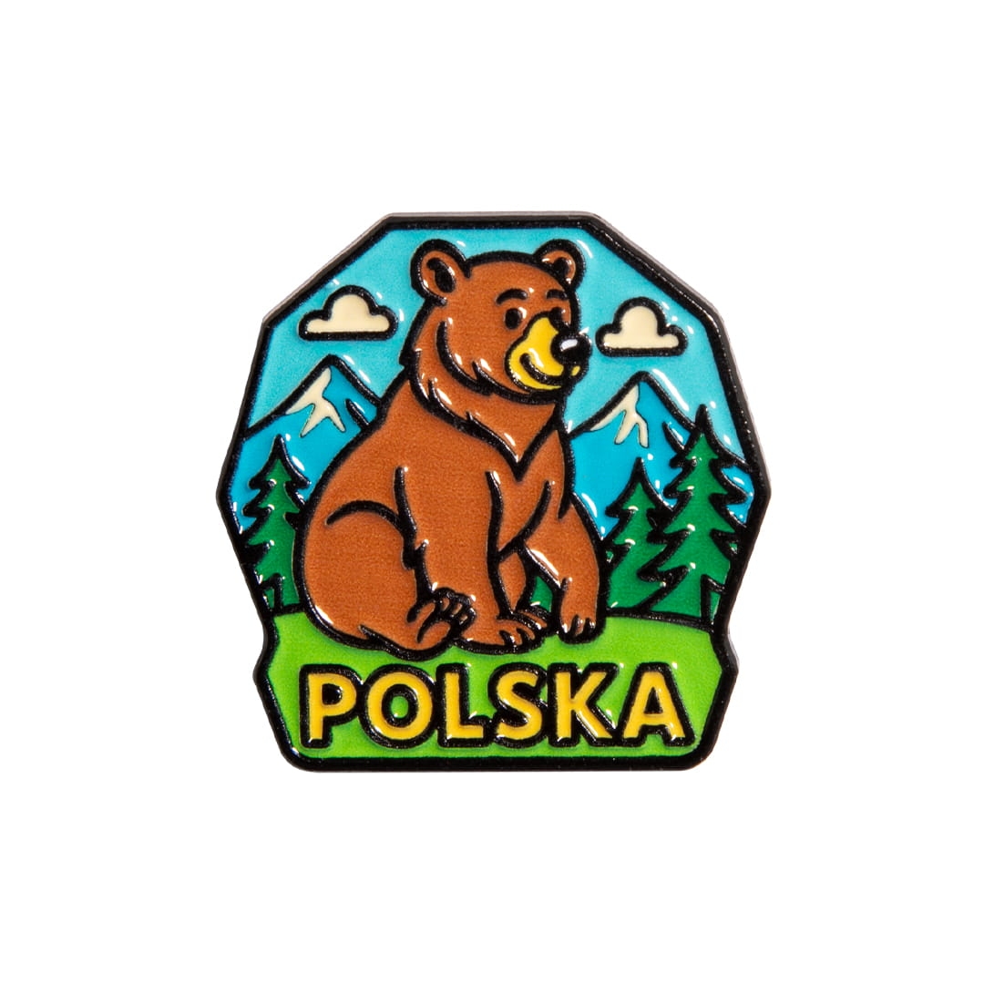 przypinka metalowa miś Polska góry pamiątka turystyczna