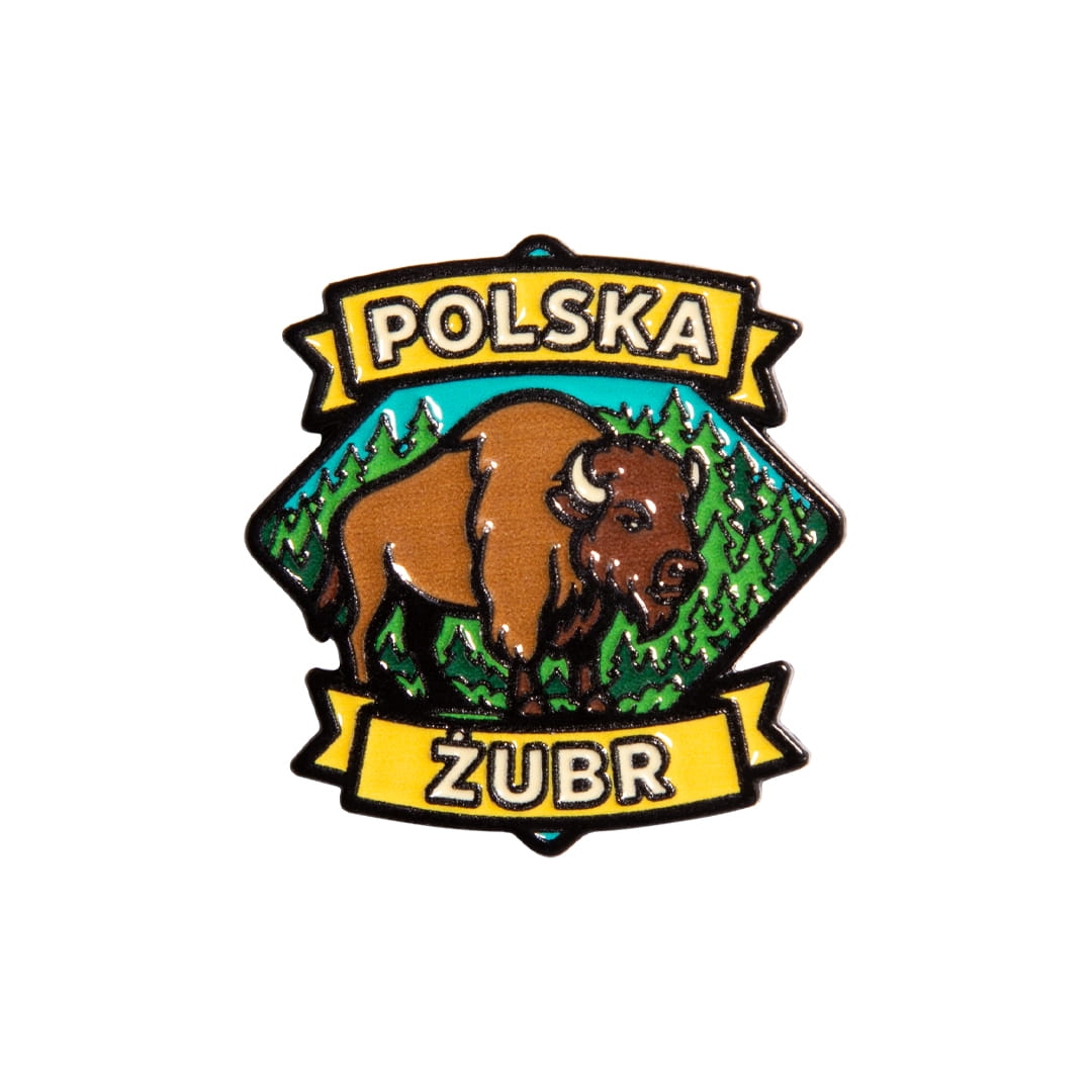 Przypinka metalowa Żubr Polska - widok z przodu