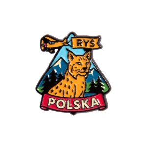 Metalowa przypinka ryś