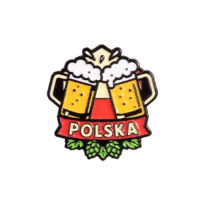 Metalowa przypinka piwo