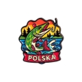 przypinka metalowa szczupak Polska widok z przodu
