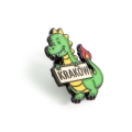 przypinka smok Kraków widok z boku kolorowa emalia metal