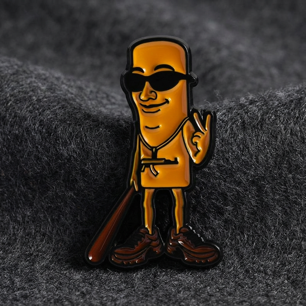 metalowa przypinka brain rot tum tum shaur enamel pin