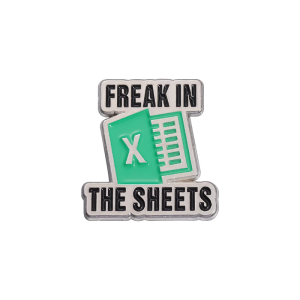 Metalowa przypinka excel freak in the sheets