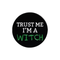 metalowa przypinka trust me I'm a witch - ikona torby zakupowej