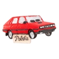 magnes auto Polonez czerwony samochód z napisem Polska pamiątka