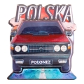 Magnes MDF Polonez - polski samochód retro z napisem Polska