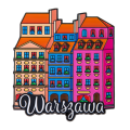 Metalowy magnes Kamieniczki Warszawa kolorowy pamiątka z Warszawy