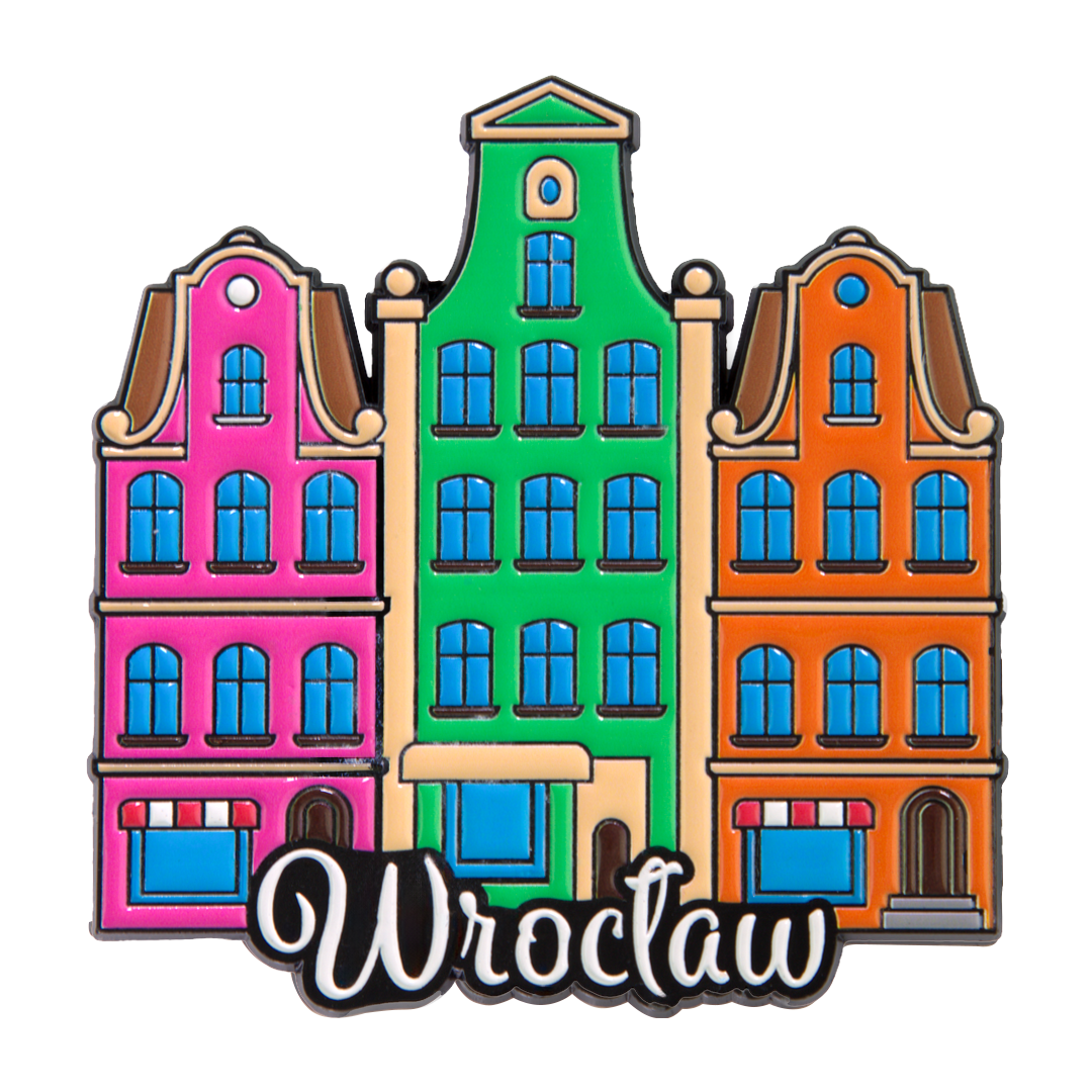 Magnes metalowy Kamieniczki Wrocław kolorowe fasady pamiątka z Wrocławia