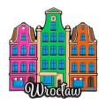 Magnes metalowy Kamieniczki Wrocław kolorowe fasady pamiątka z Wrocławia