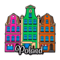 Metalowy magnes Kamieniczki Poland kolorowe budynki pamiątka z Polski