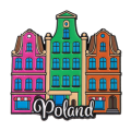 Magnes metalowy Kamieniczki Poland trzy kolorowe budynki pamiątka