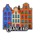 Metalowy magnes Poland kamieniczki kolorowe budynki pamiątka
