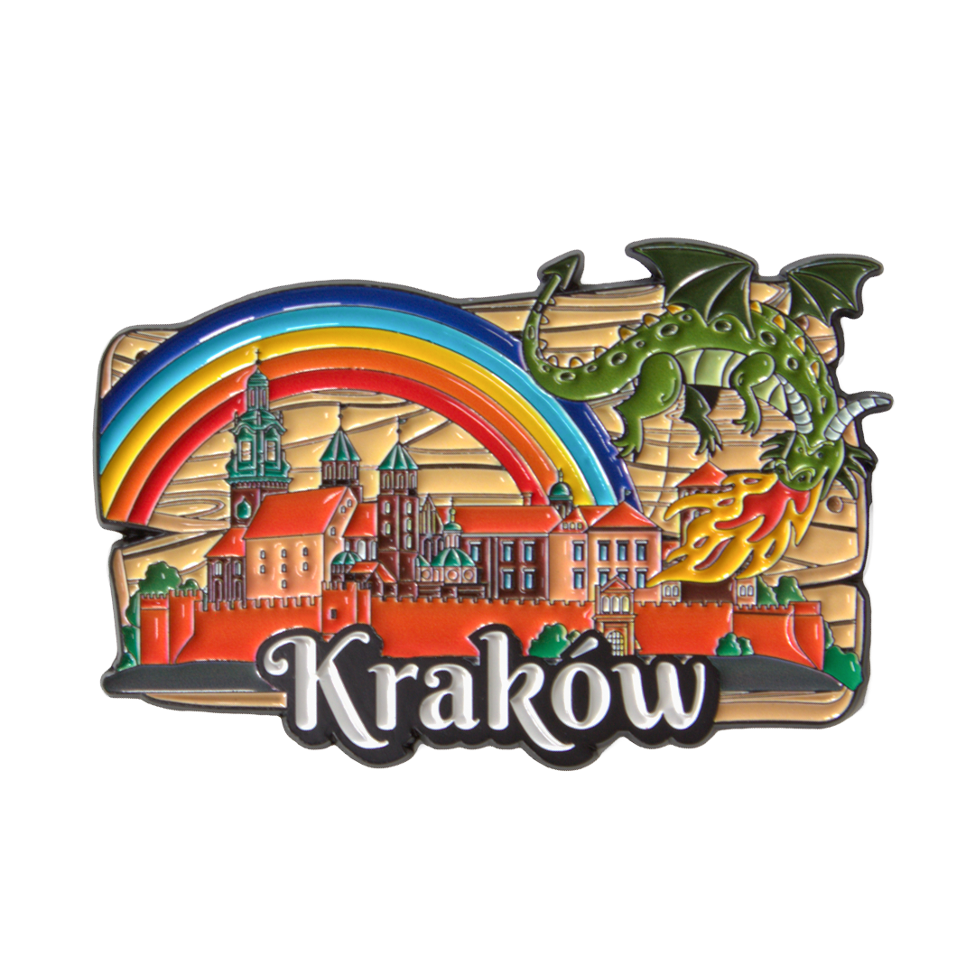 magnes metalowy Kraków smok tęcza pamiątka