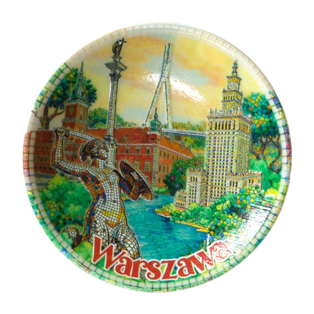 magnes talerzyk Warszawa Syrenka Pałac Kultury pamiątka z Warszawy