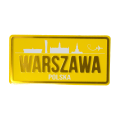 Magnes Warszawa Polska - tablica rejestracyjna złoty kolor z panoramą miasta
