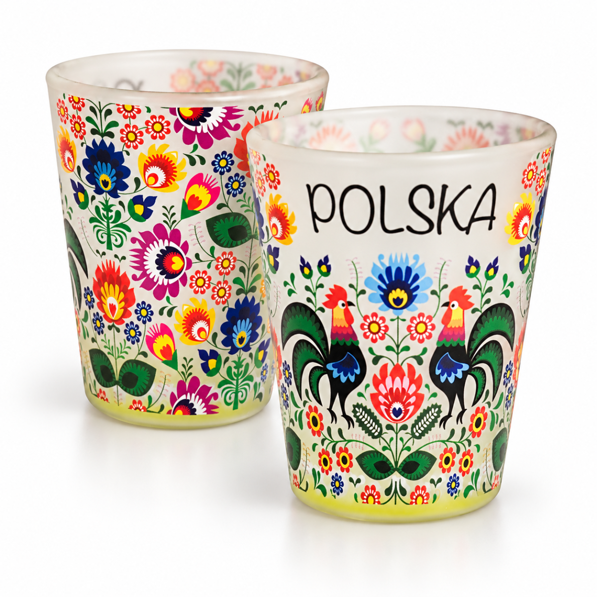kieliszek szroniony folk zestaw ozdoba polska koguciki