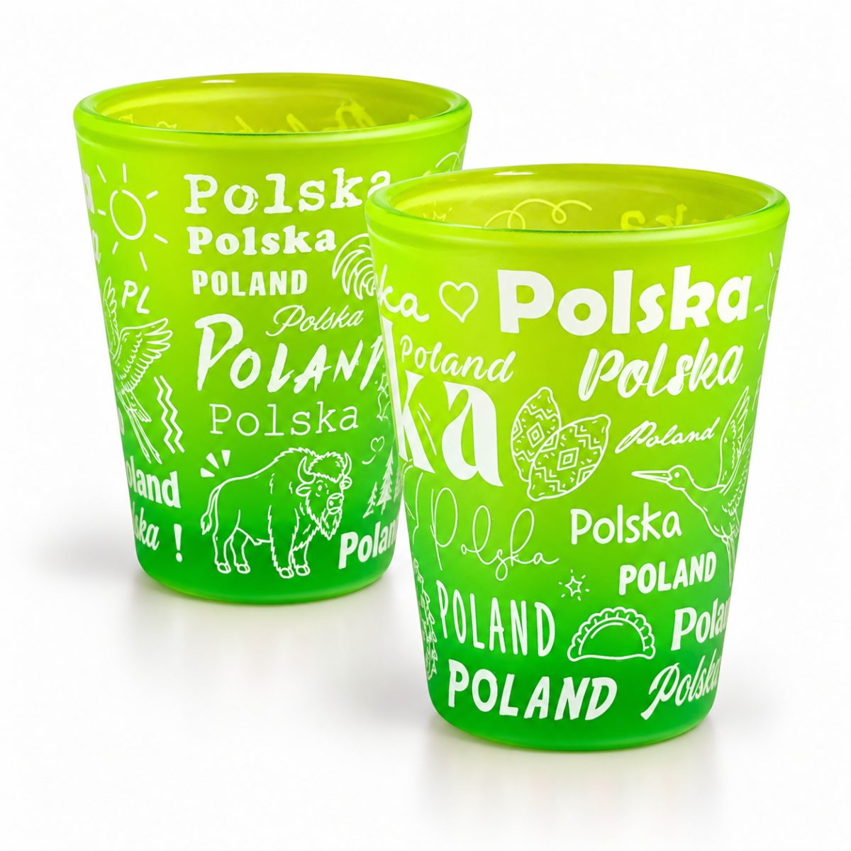 kieliszek szroniony polska zestaw zielony napisy Poland
