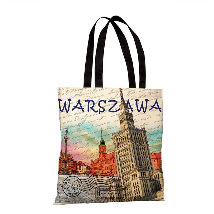 Torba bawełniana Warszawa foto - torba z nadrukiem Warszawy