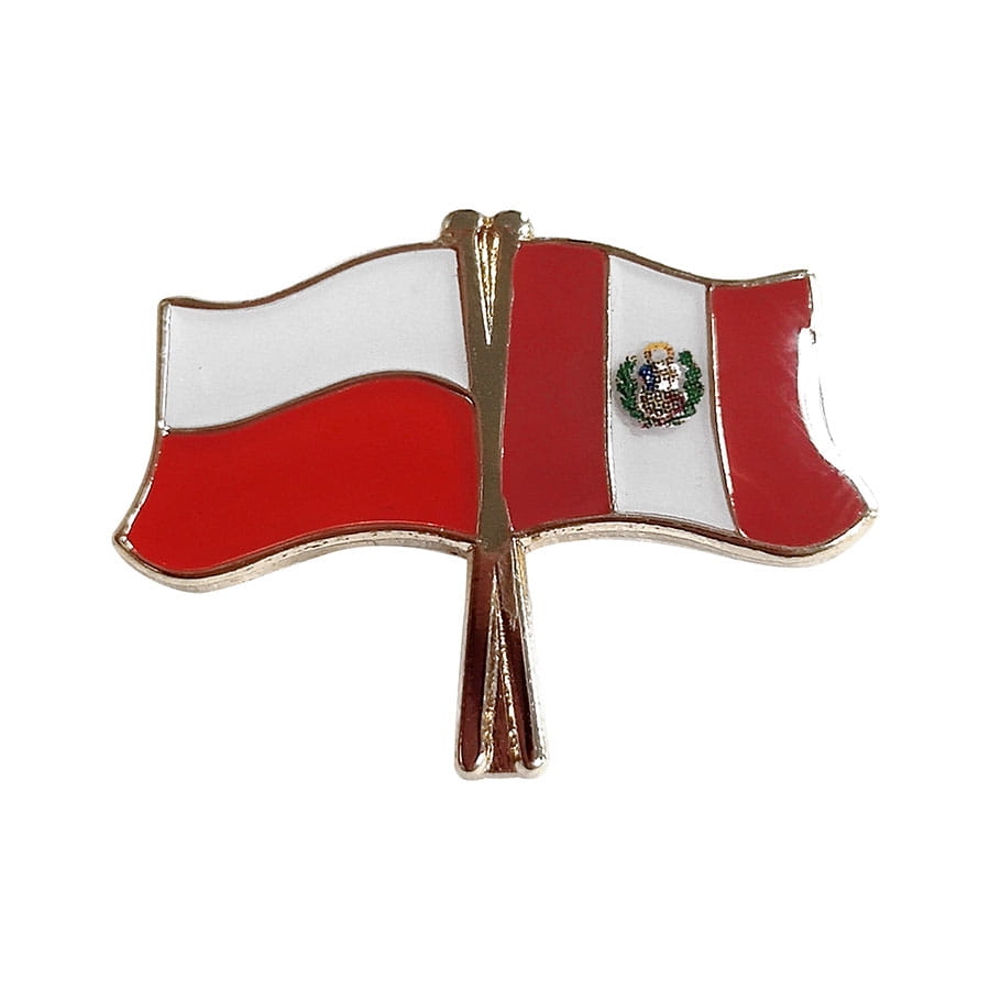przypinka flaga Polski Peru emaliowana pin
