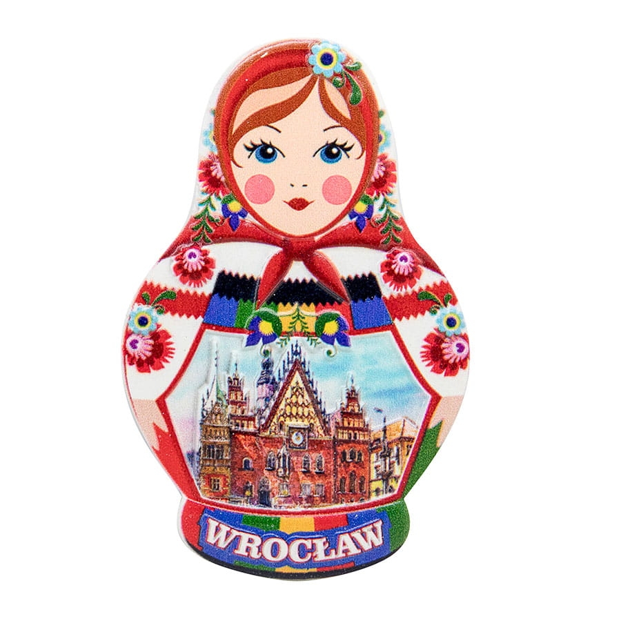magnes na lodówkę matrioszka Wrocław relief pamiątka z Wrocławia