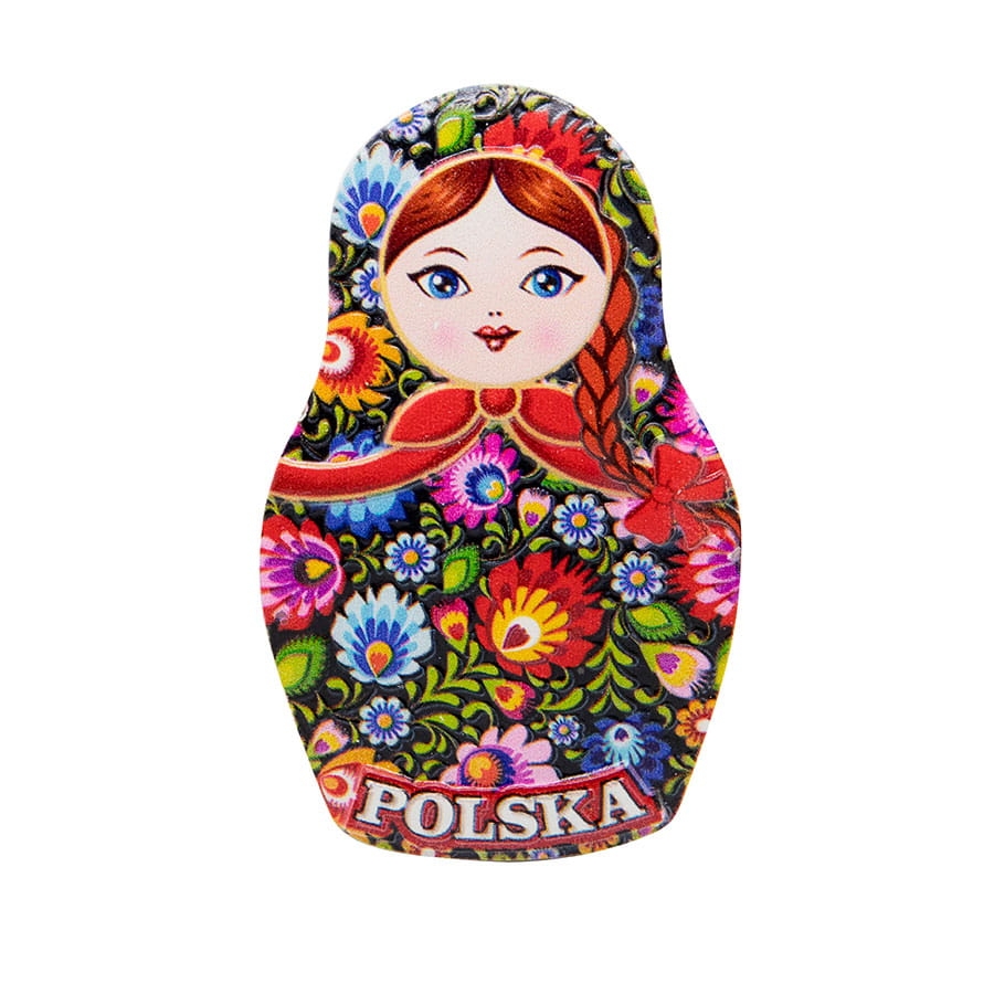 magnes na lodówkę matrioszka relief Polska folk kolorowe kwiaty