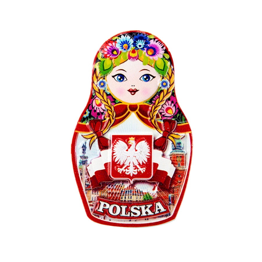 Magnes na lodówkę Matrioszka relief Polska folk pamiątka z Polski