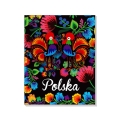 Notes 3D na magnesie Polska Folk czarny - kolorowy folklor łowicki z kogucikami