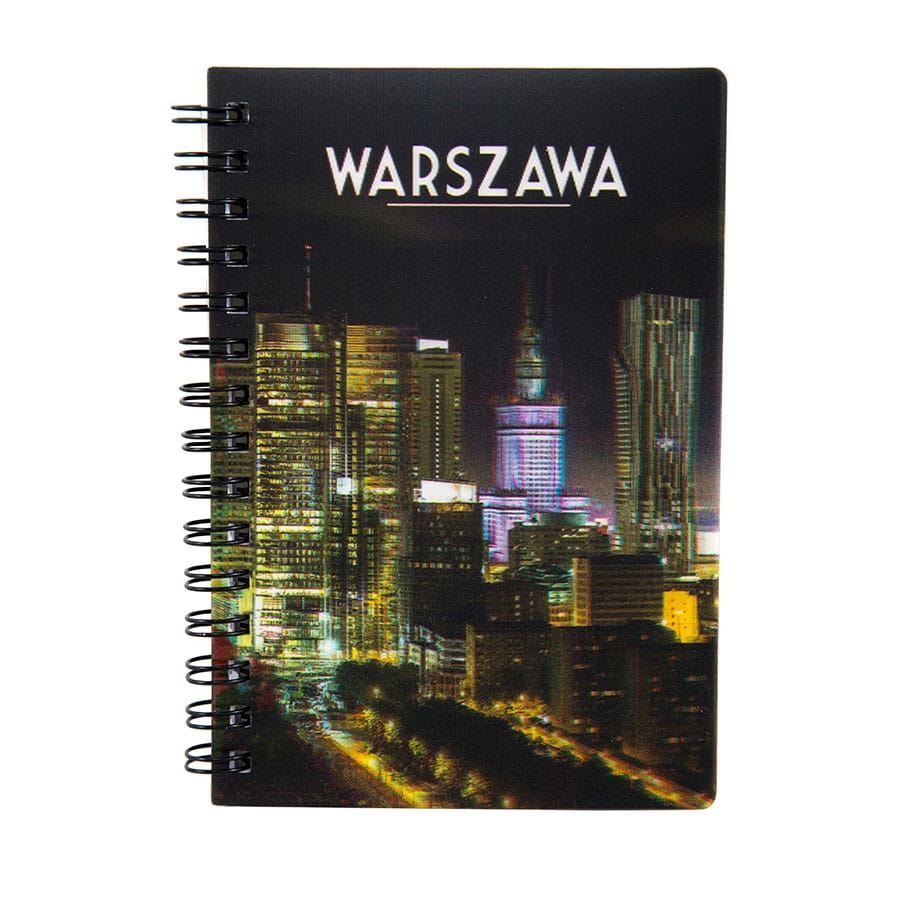 notatnik 3d Warszawa nocą spirala panorama miasta