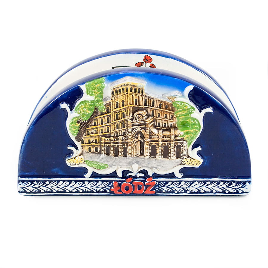 ceramiczny serwetnik Łódź z zabytkiem miasta