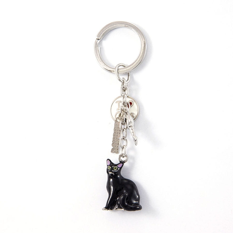 brelok do kluczy czarny kot zawieszka charms