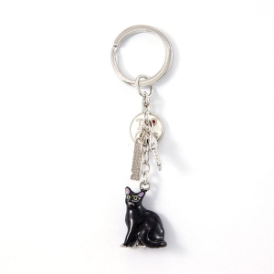 Brelok do kluczy – Kot czarny siedzący, zawieszka typu charms