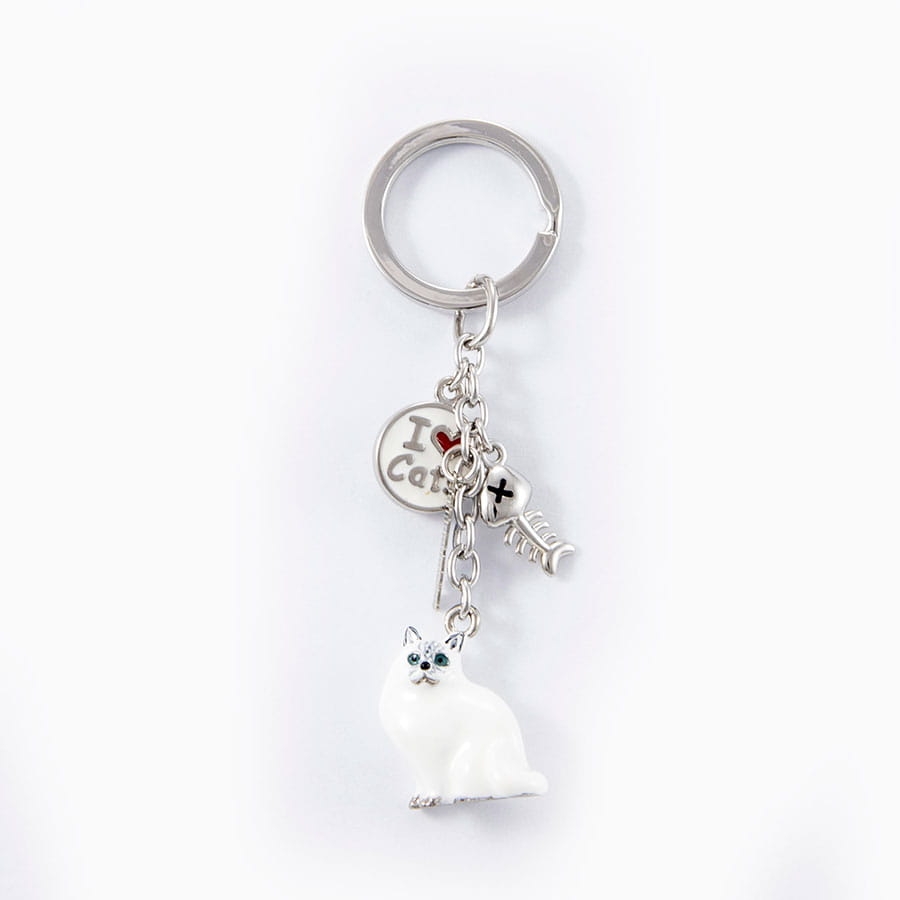 brelok do kluczy kot biały zawieszka charms