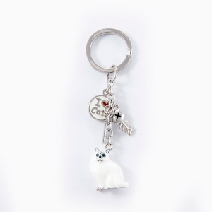 Brelok do kluczy – Kot biały, zawieszka typu charms