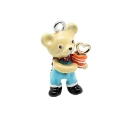 brelok miś z kwiatkiem zbliżenie figurka charms