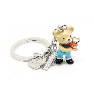 Brelok do kluczy – Miś w kwiatkiem, zawieszka typu charms