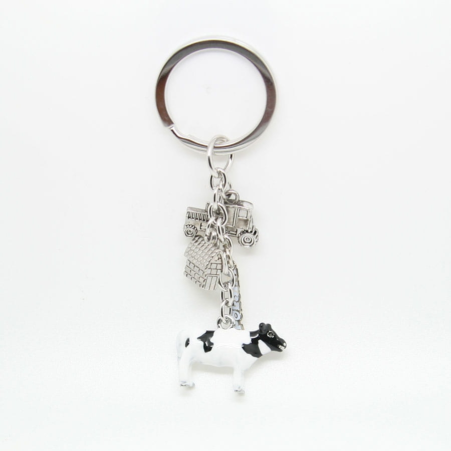 brelok do kluczy krowa zawieszka charms metalowy kółko