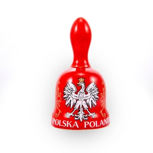 Ceramic bell 130 mm with the Polish White Eagle – red