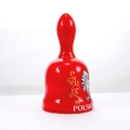 dzwonek ceramiczny czerwony godło polska 130mm bok