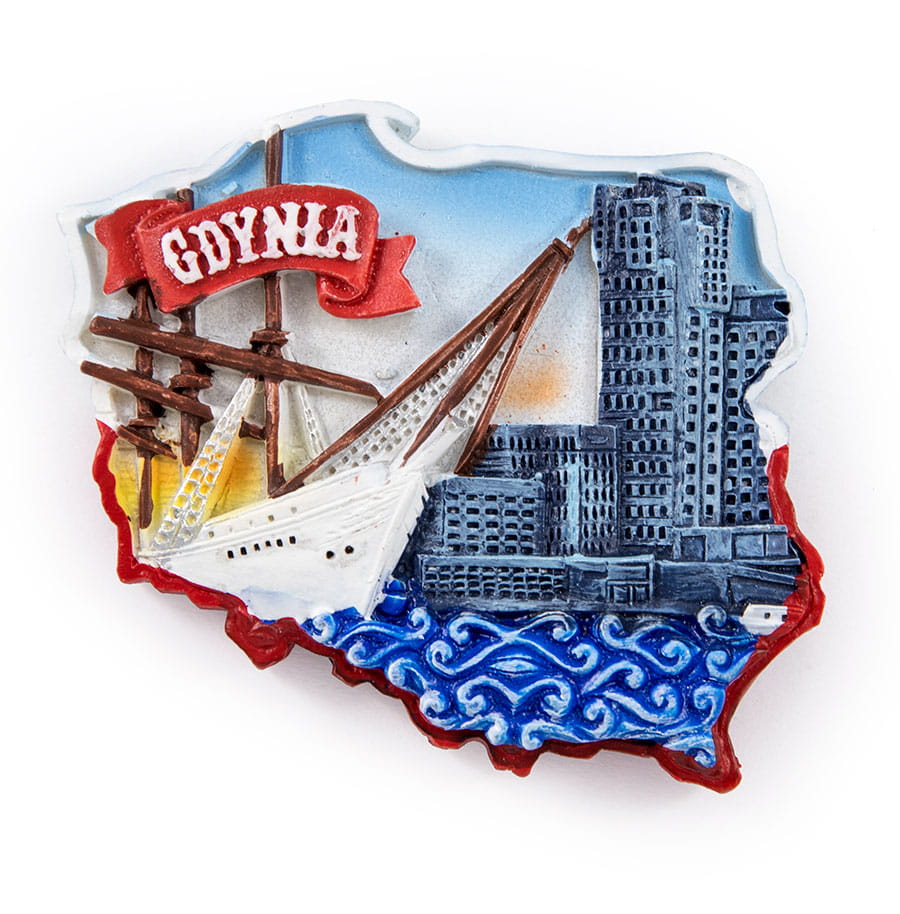 magnes na lodówkę Polska Gdynia Dar Pomorza pamiątka z Polski