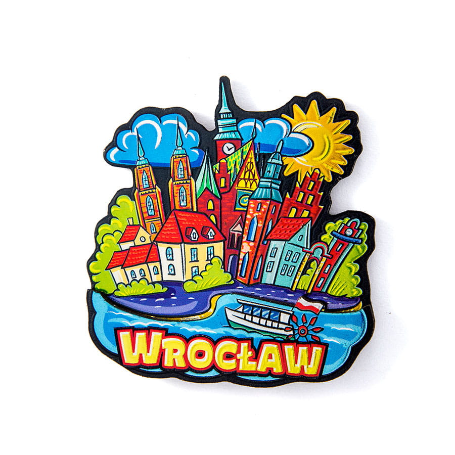 magnes na lodówkę Wrocław metalizowany MDF kolorowy pamiątka