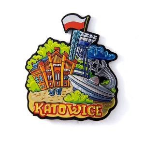 Fridge magnet Katowice – metallic MDF