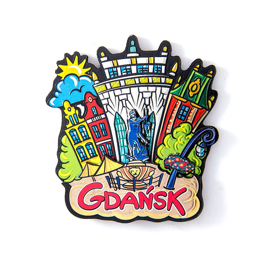 Magnes na lodówkę metalizowany Gdańsk Dwór Artusa MDF kolorowy pamiątka