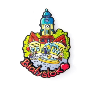 Fridge magnet – Białystok Town Hall – metallic MDF