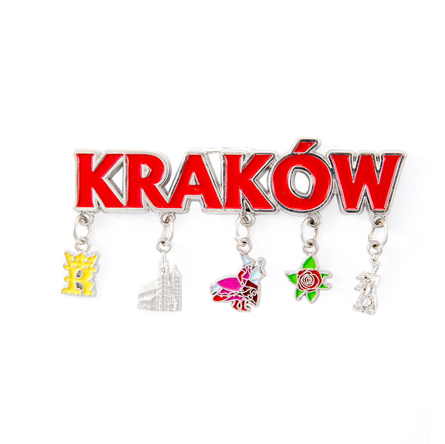 magnes na lodówkę Kraków z zawieszkami metalowy pamiątka
