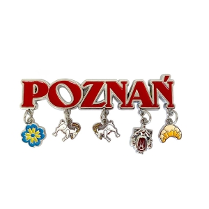 Magnes na lodówkę – Poznań, z zawieszkami, metalowy
