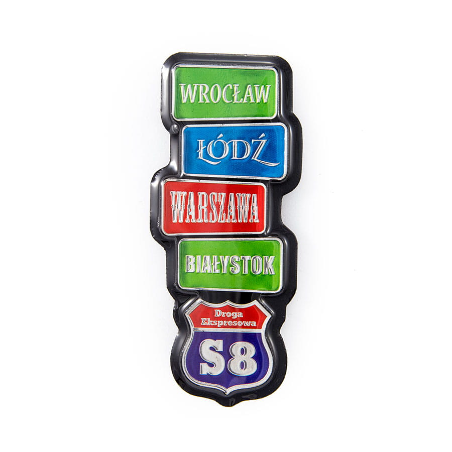 magnes na lodówkę znak drogowy S8 metalizowany żywica MDF