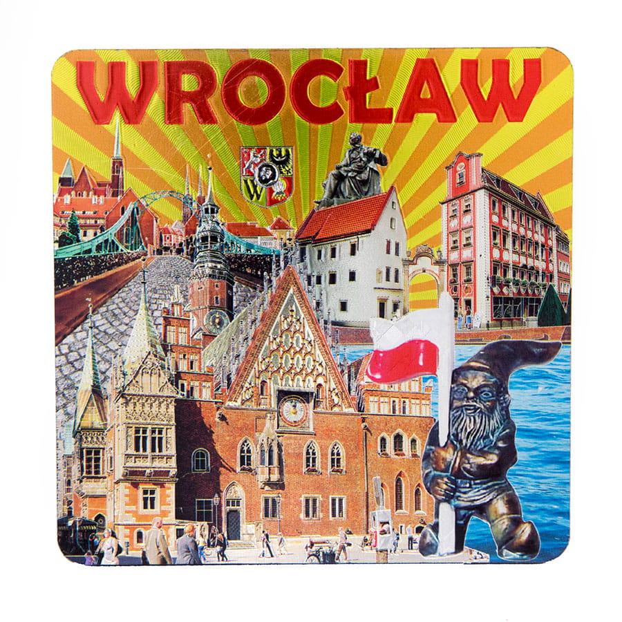 Podkładki korkowe metaliczne Wrocław z zabytkami miasta