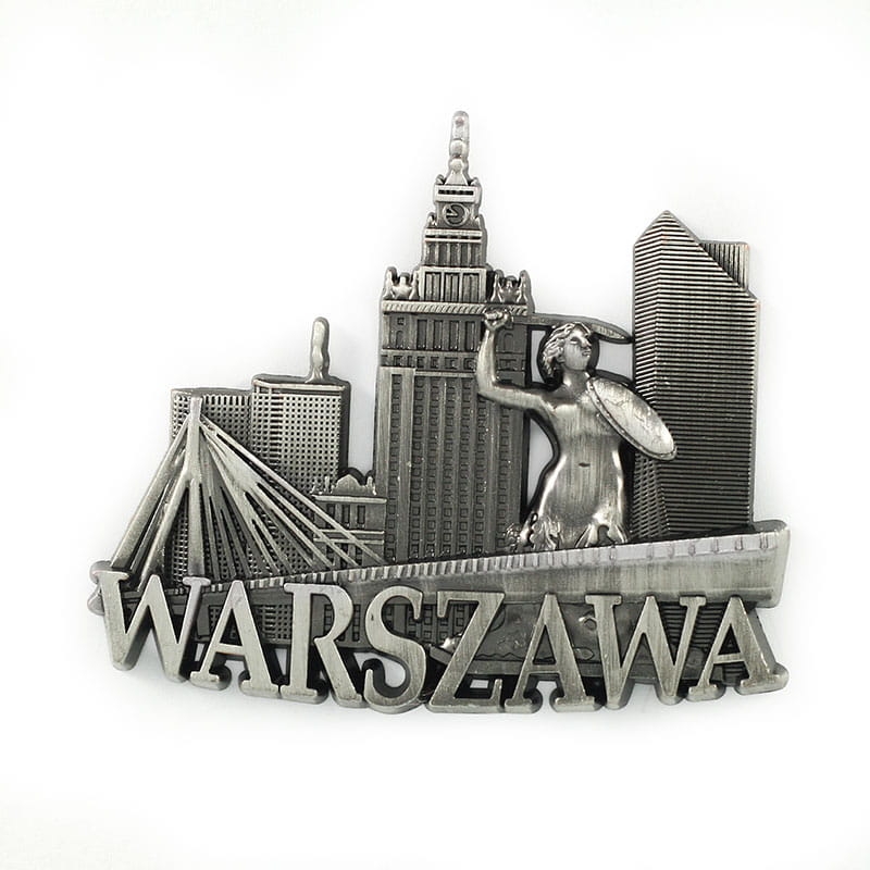 magnes na lodówkę Warszawa panorama metalowy pamiątka z Warszawy